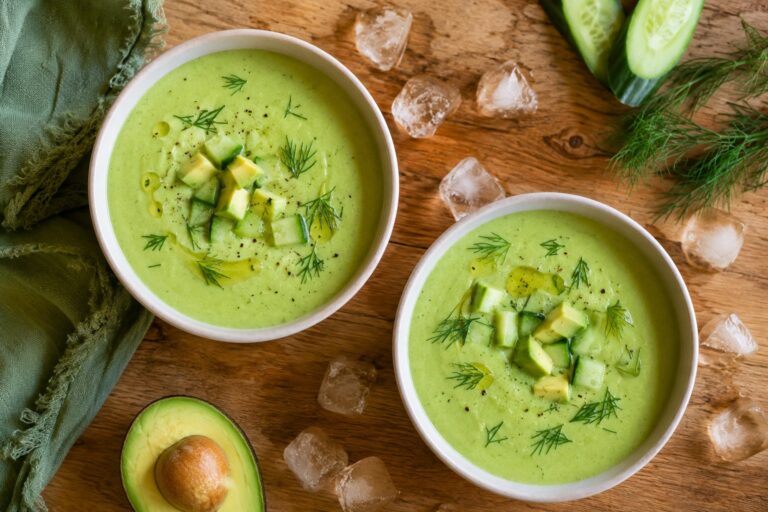 Uborkás avokádós gazpacho