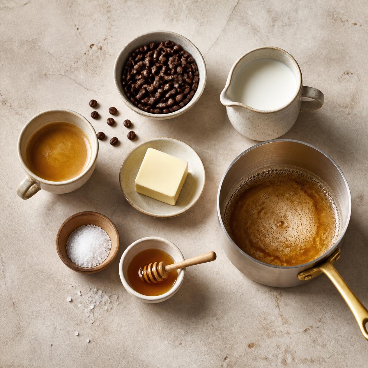 Barna vajas kávé latte hozzávalói