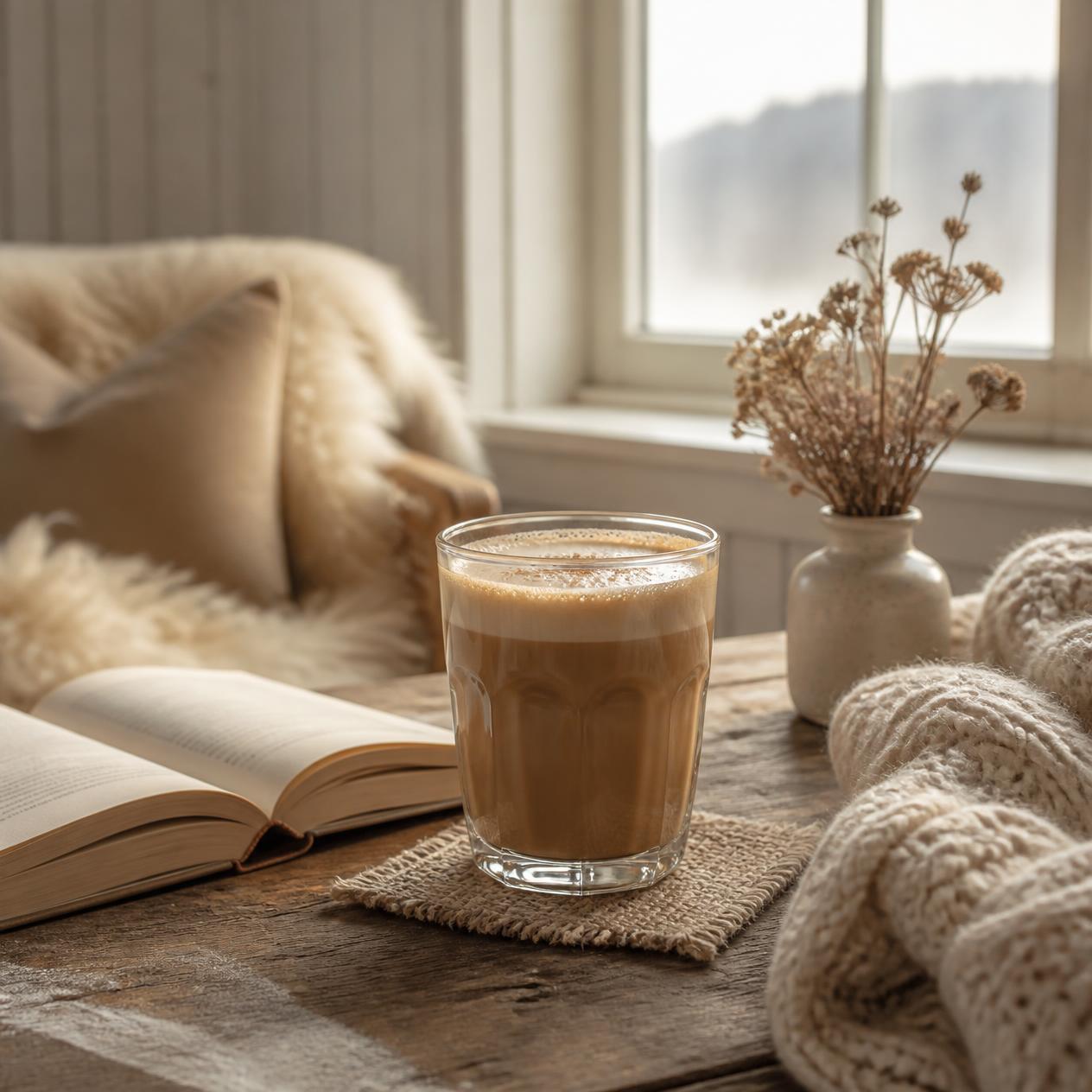 Barna vajas kávé latte meghitt reggeli hangulatban