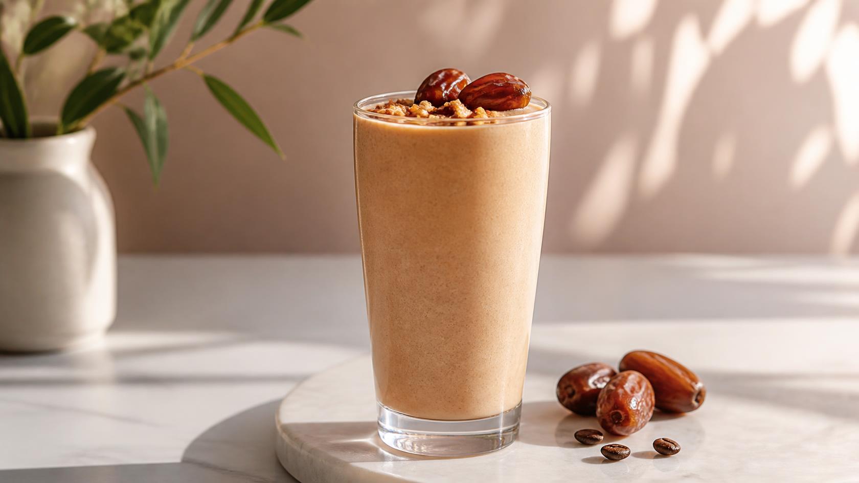 Datolyás karamell kávé smoothie két pohárban