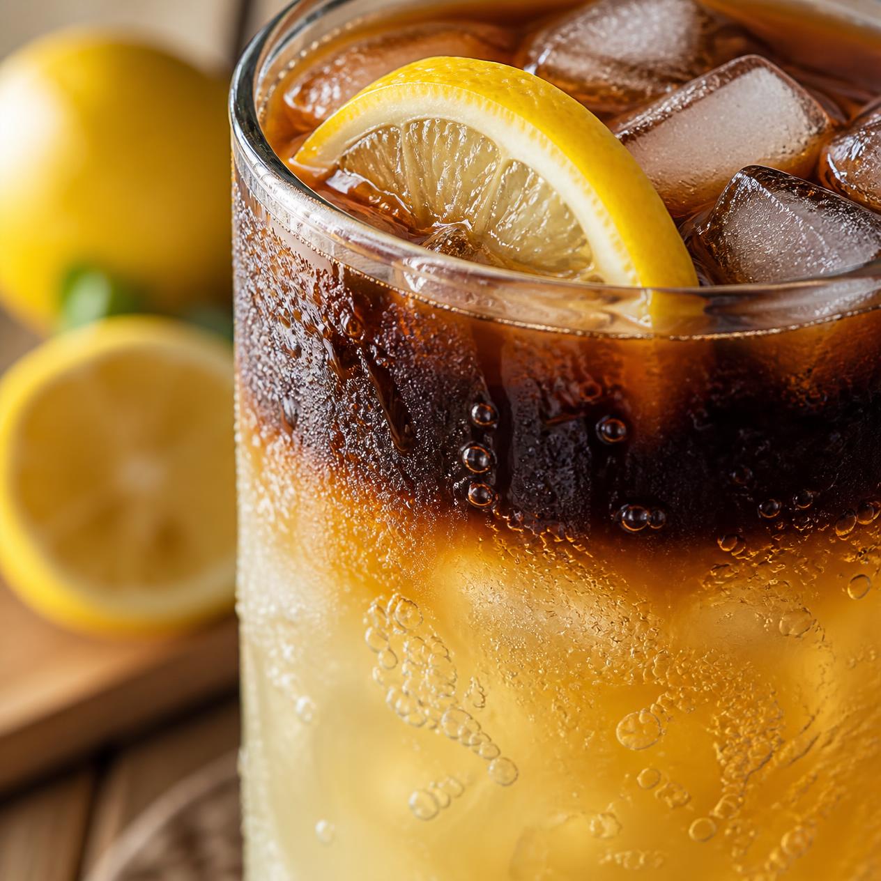 Közelkép a réteges cold brew limonádé kávéról