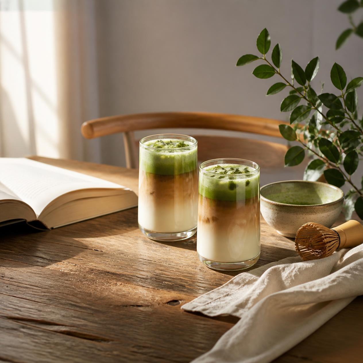 Matcha kávé smoothie nyugodt reggeli hangulatban
